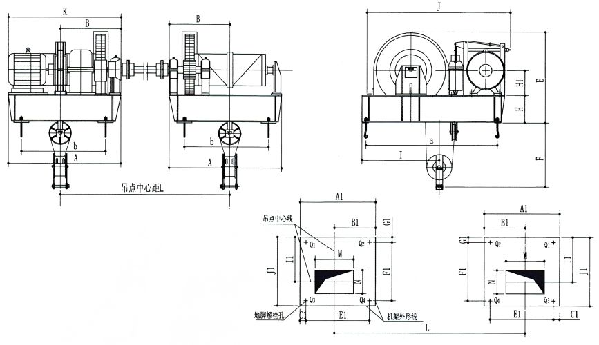 QPK2×50KN-QPK2×250KN系列卷揚式雙吊點啟閉機外形及基礎(chǔ)布置示意圖.jpg